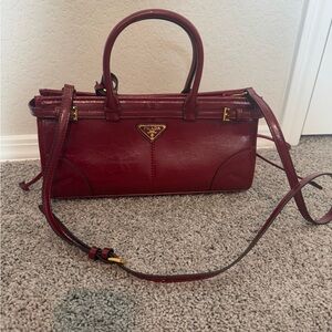 Red east west style handbag